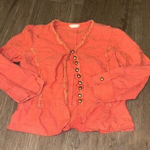 Coral Button-Up Blouse